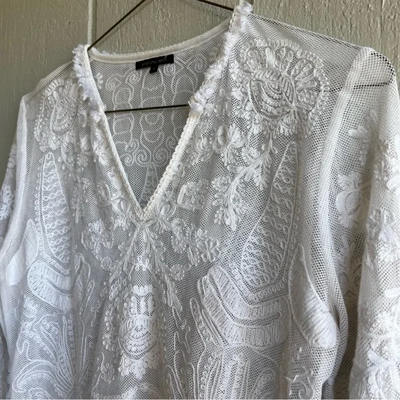Kobi Halperin Sheer Lace Embroidered Tunic — Ivory (Size S) - Picture 2 of 8